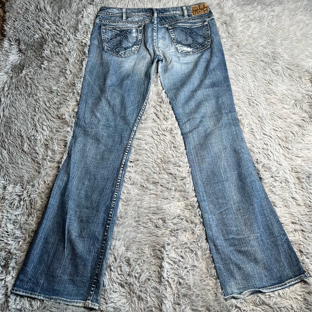 Silver Jeans Womens Size 30 Twisted Distressed Bootcut Denim Blue